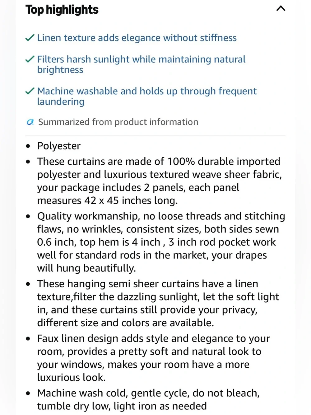 DWCN Sheer Voile Rod Pocket Curtains Dusty Blue 42 × 45 inches Long, 2 Panels